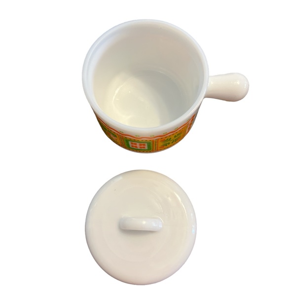 1970´s Avon patchwork print milk glass candle holder/trinket dish - Picture 3 of 6